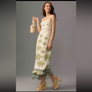 FARM Rio Tropical Cream and Green Maxi Dress